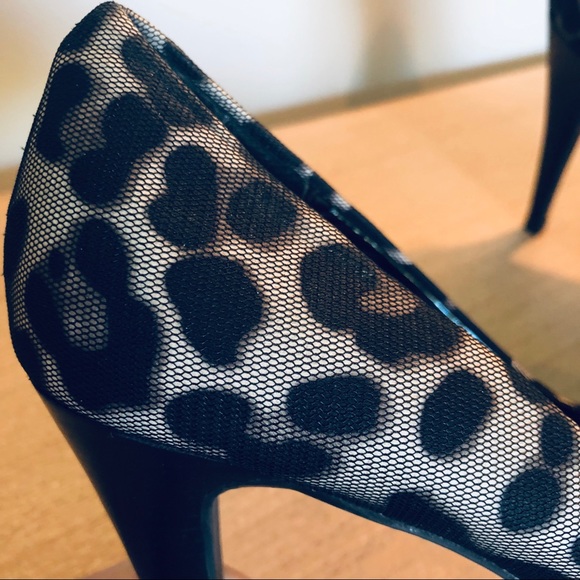 Moda Spana black leopard print peep toe heels sz 8 - Picture 3 of 7